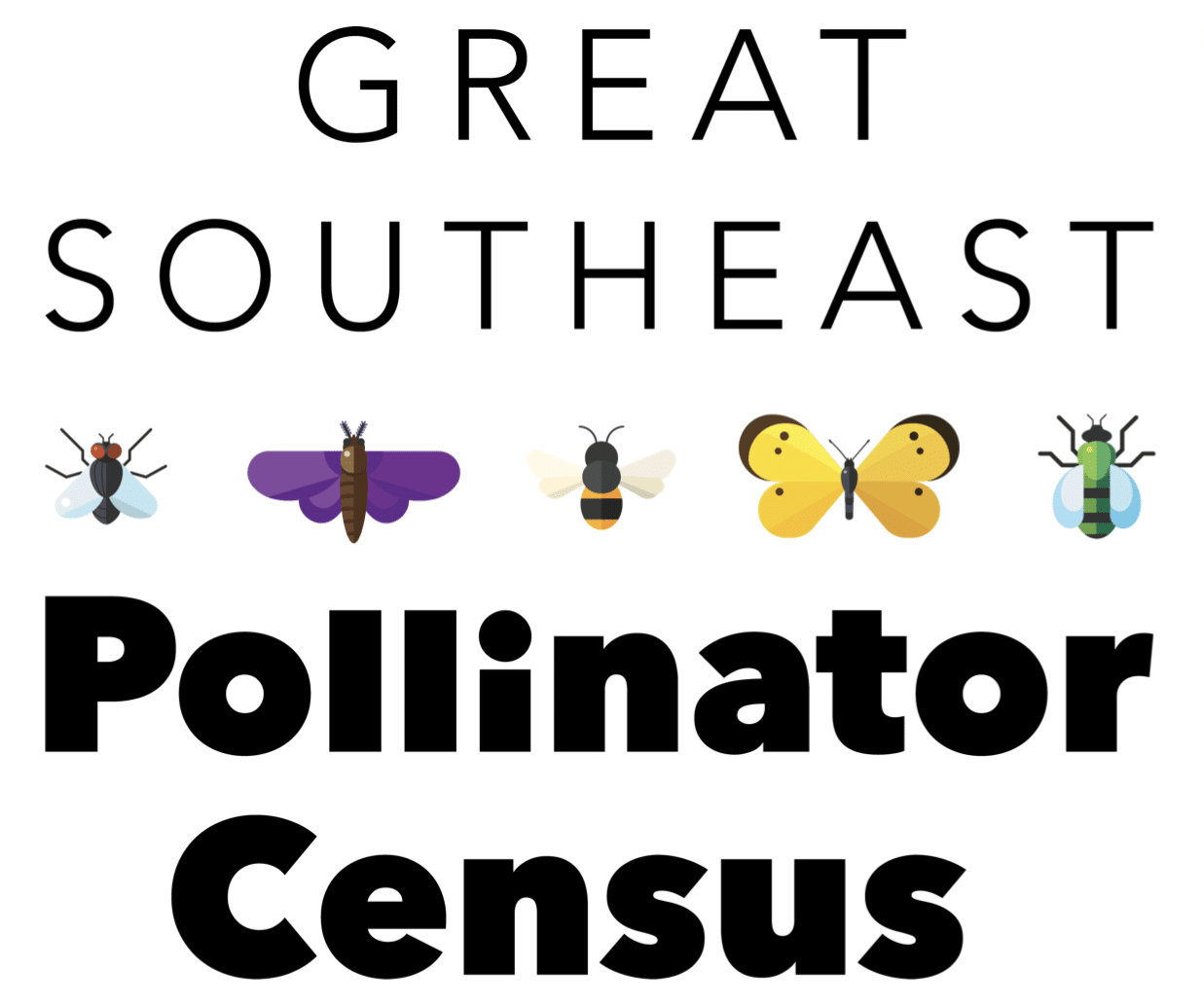 Graphic of insects and text "Great Southeast Pollinator Census"